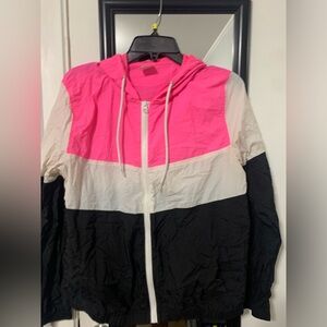 Pink, White, and Black Windbreaker